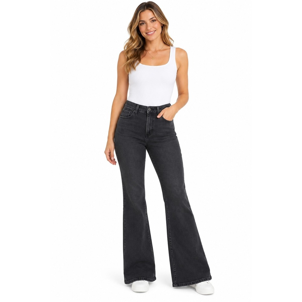 New Universal Thread High Rise Flare Jeans Black Dark Wash Size 10 Long NWT